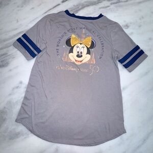 Walt Disney World Womens Gray Minnie Mouse 50th Anniversary Tee Shirt - sz S